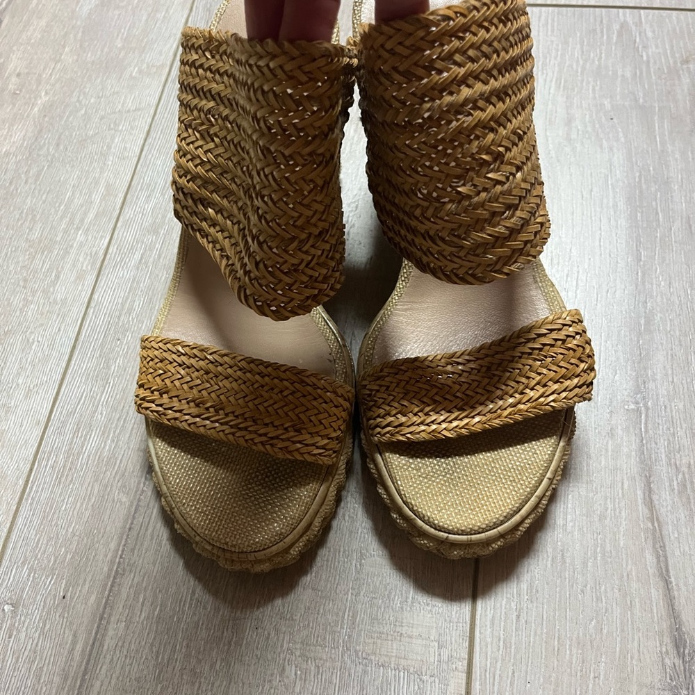 Casadei Tan Espadrille Shoes with Braided Design